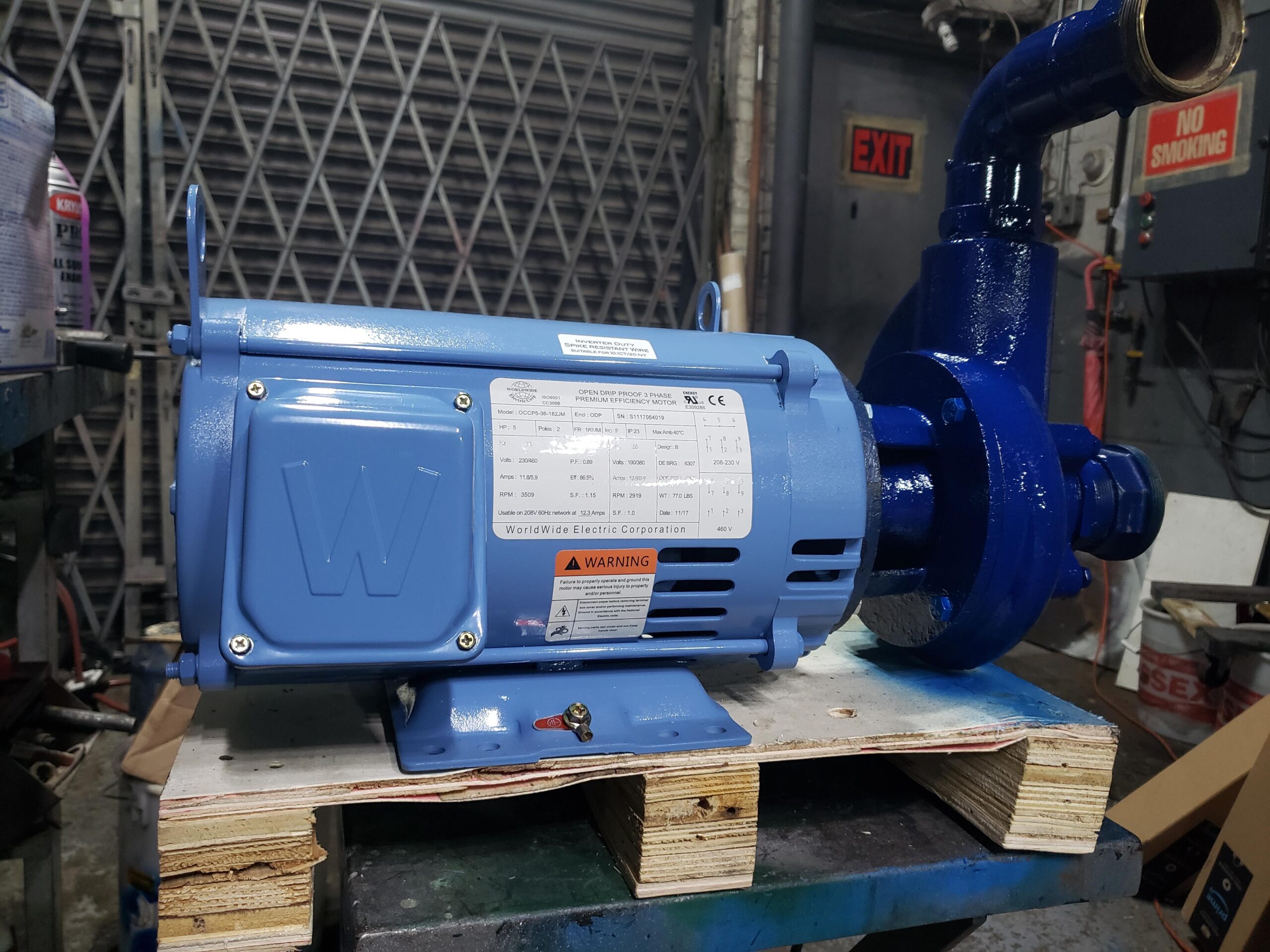Commercial pump motor with pressure gauges at industrial facility serviced by A2Z
